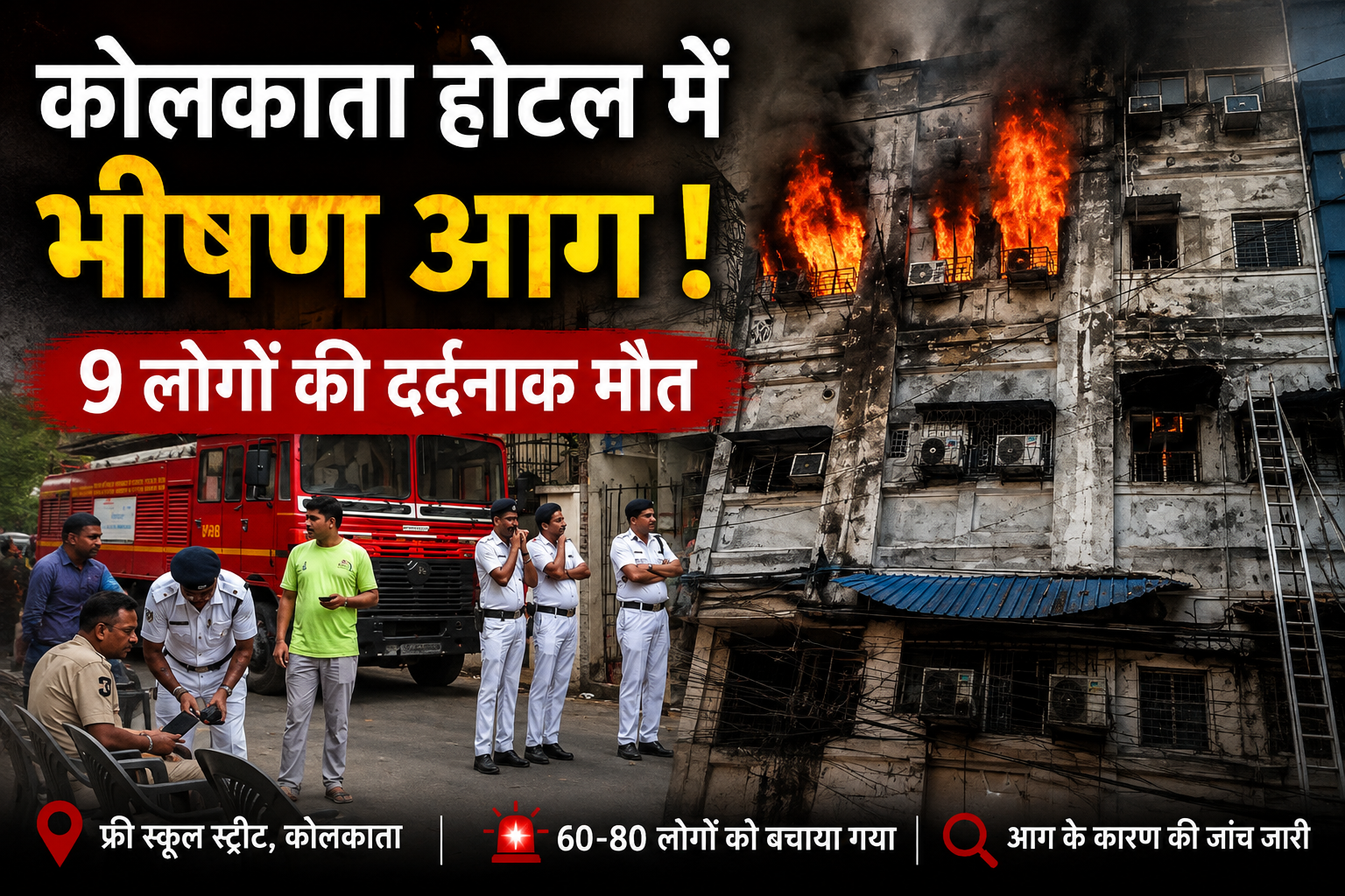 कोलकाता होटल में भीषण आग, 9 लोगों की मौत
